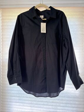 a new day Black Long-Sleeve Button-Down Shirt